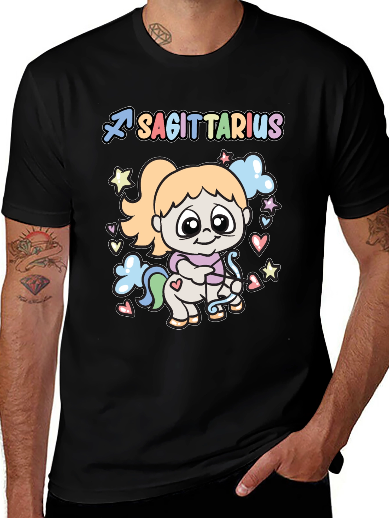 Sagittarius Zodiac Cute T-Shirt - Black