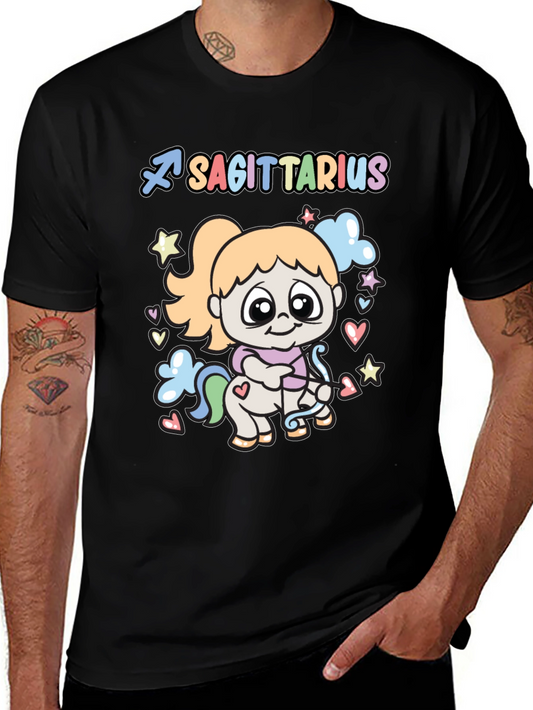 Sagittarius Zodiac Cute T-Shirt - Black