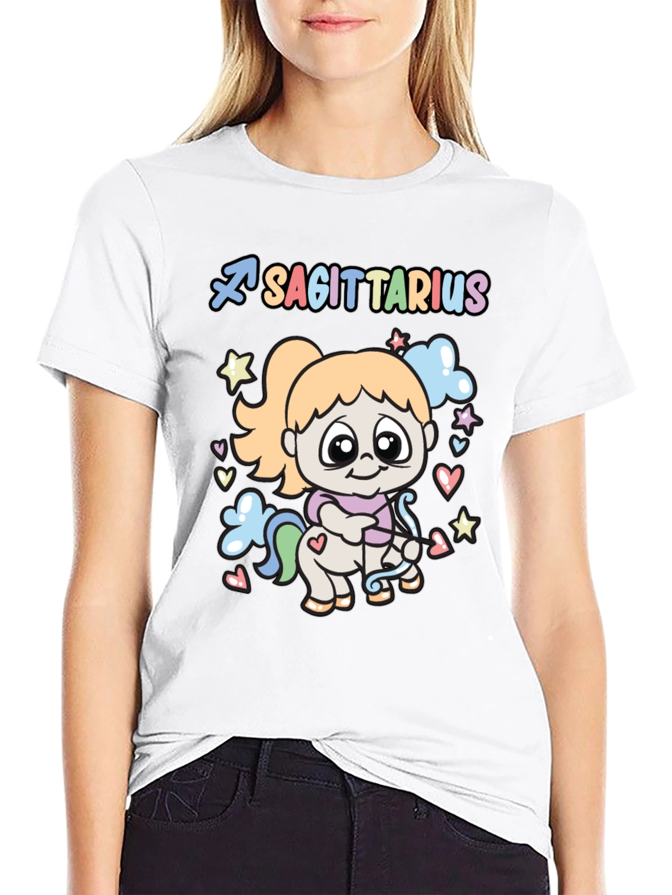 Sagittarius Zodiac Cute T-Shirt - Black