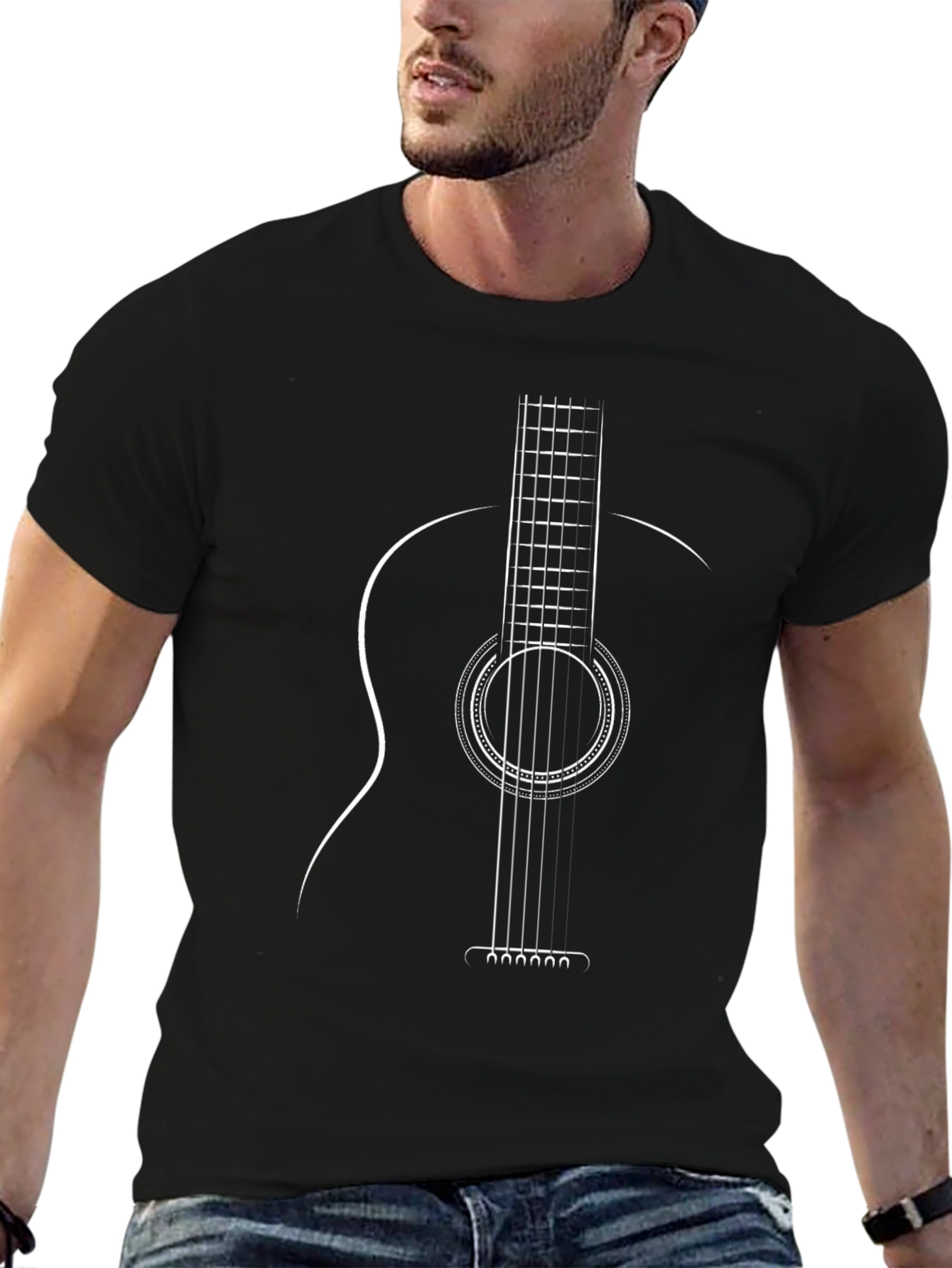 Guitar Graphic Black T-Shirt - Musician Style