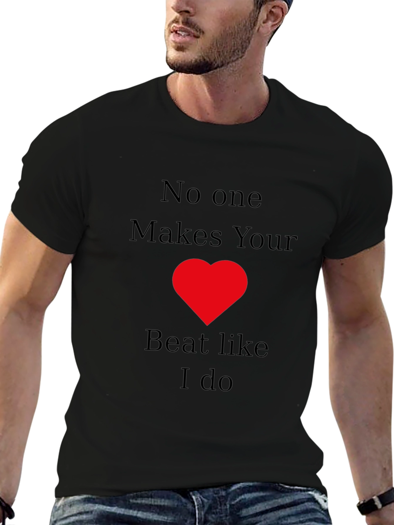 Heartbeat Black Graphic Tee - Romantic Gift