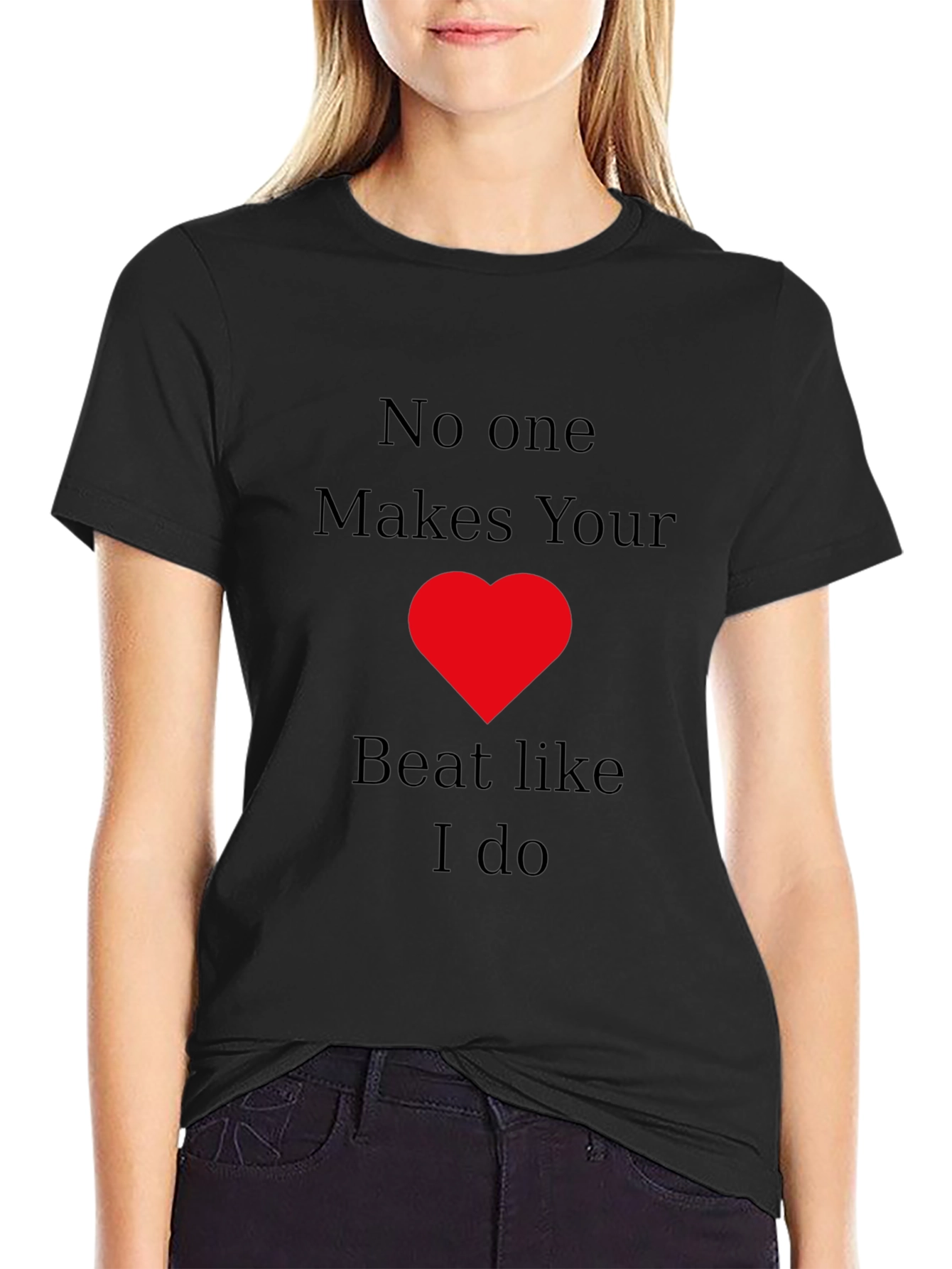 Heartbeat Black Graphic Tee - Romantic Gift