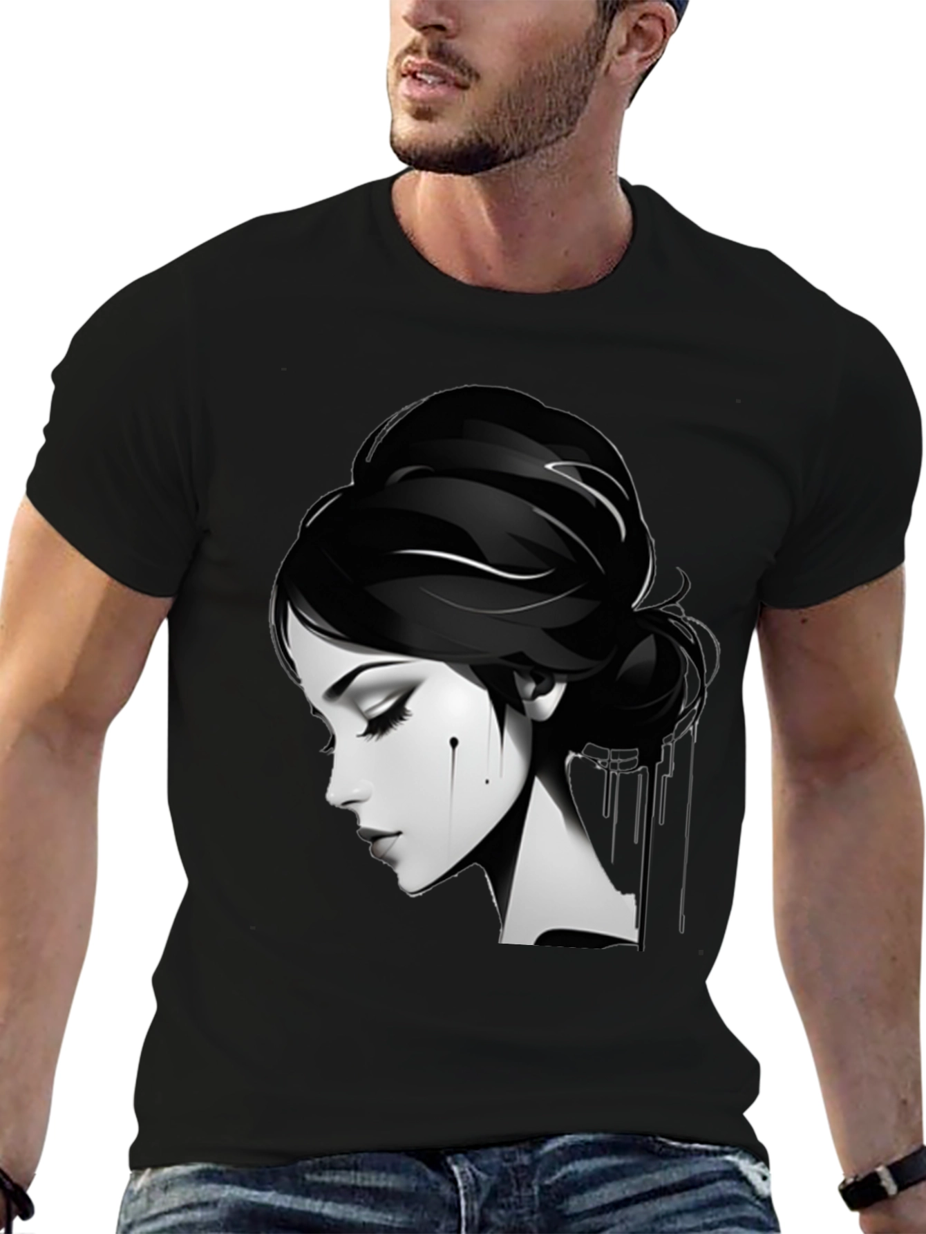 Elegant Woman Graphic Black T-Shirt