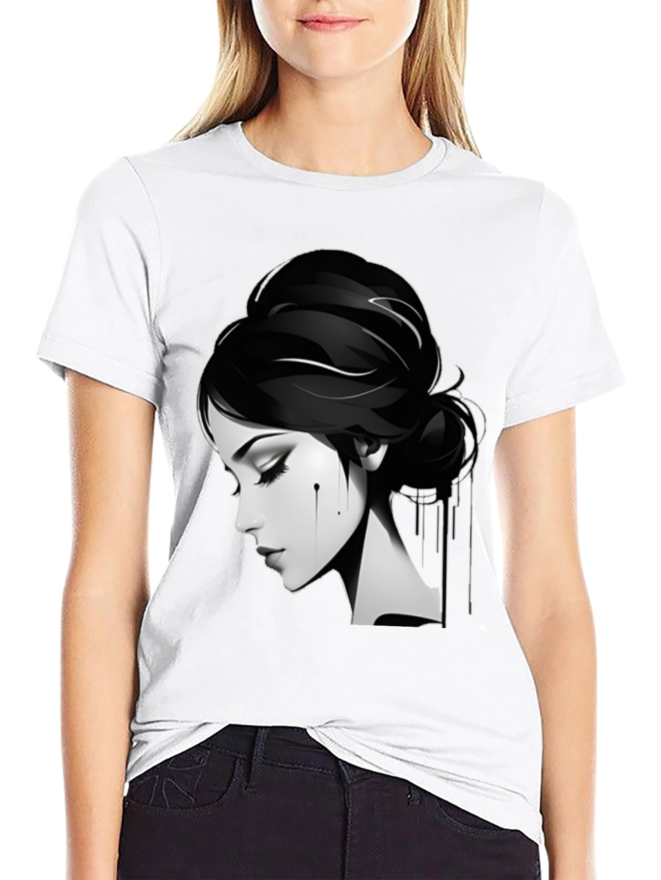 Elegant Woman Graphic Black T-Shirt