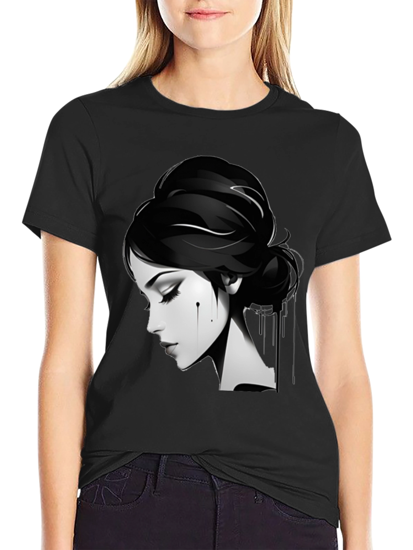 Elegant Woman Graphic Black T-Shirt