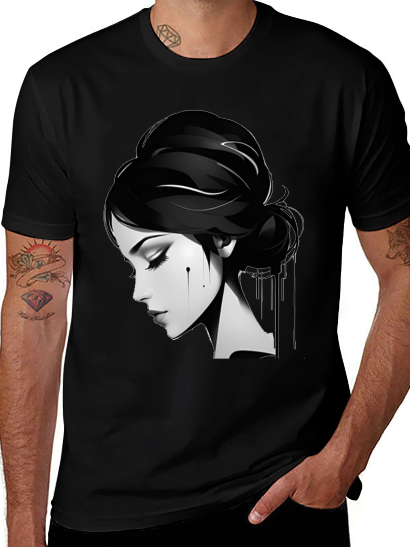 Elegant Woman Graphic Black T-Shirt