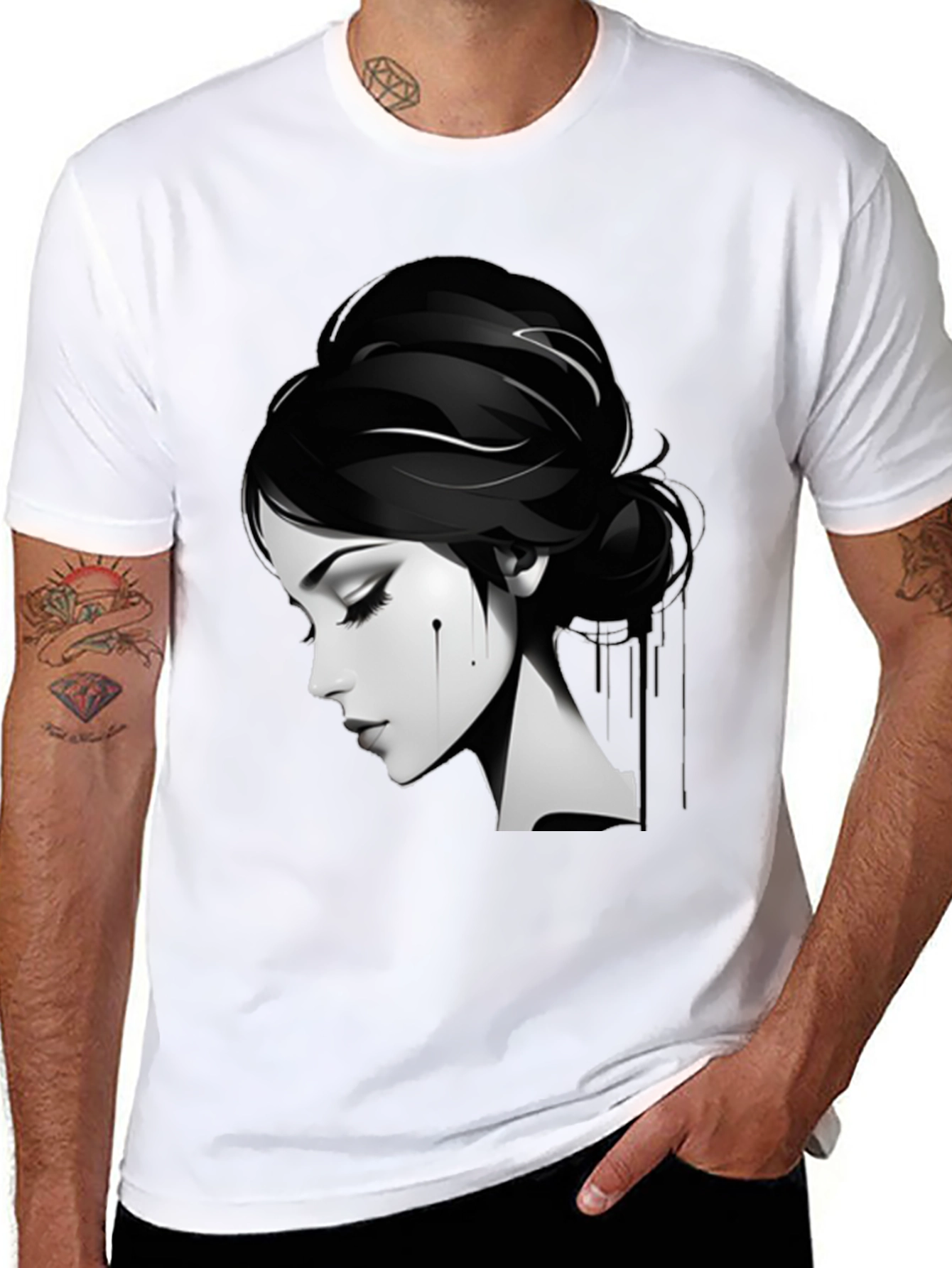 Elegant Woman Graphic Black T-Shirt