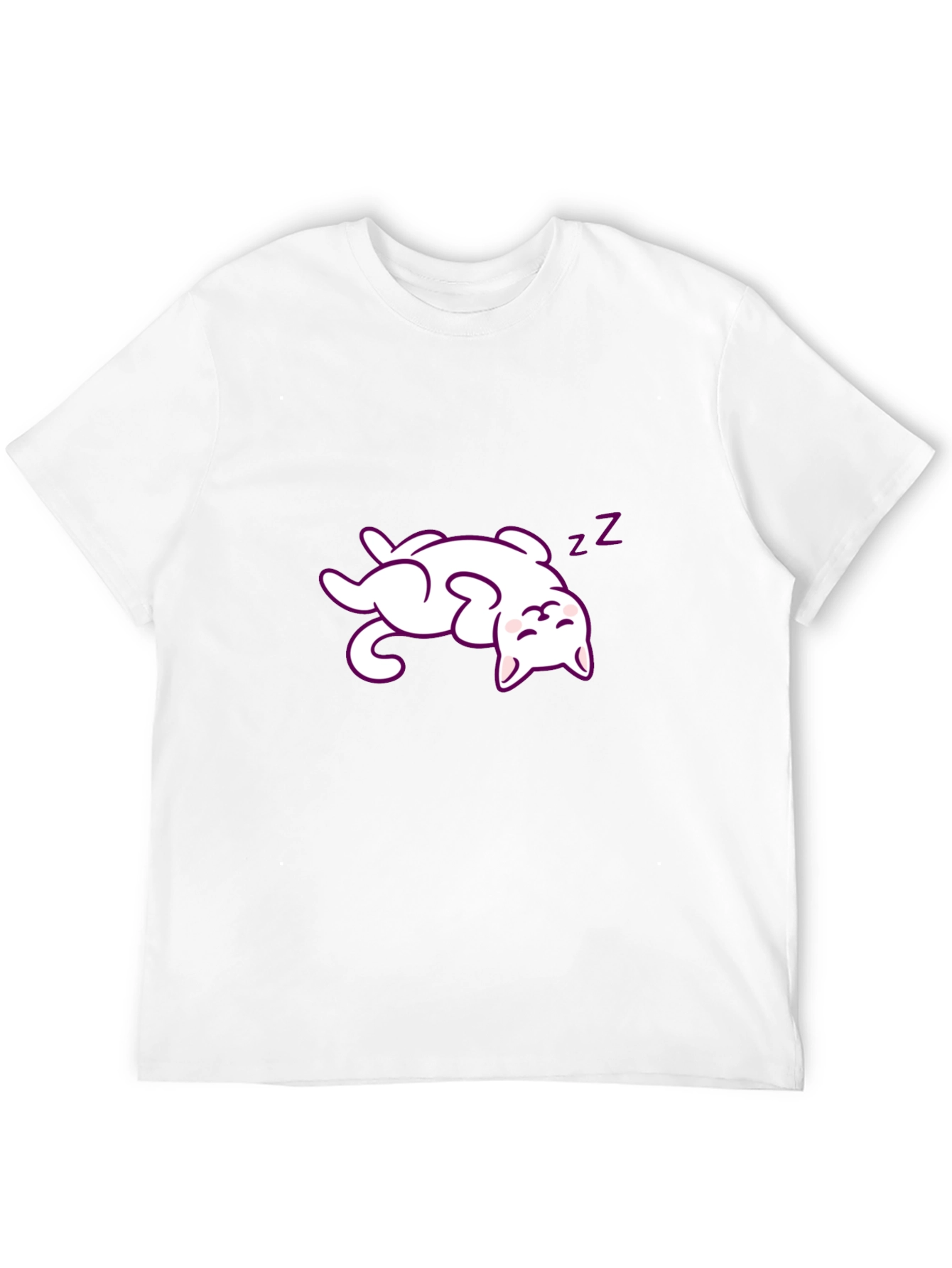 Cute Sleeping Cat Graphic Tee - Black