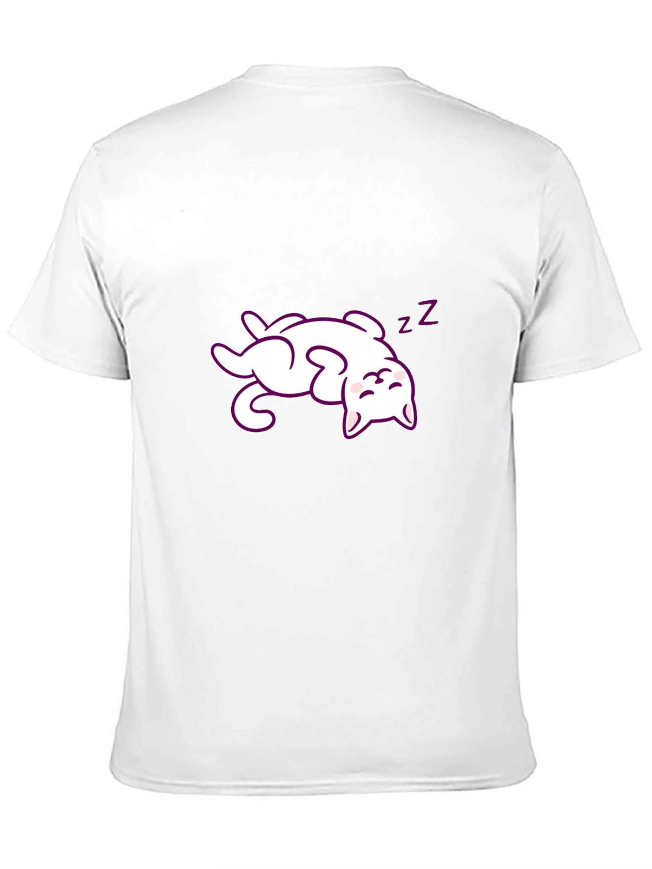 Cute Sleeping Cat Graphic Tee - Black