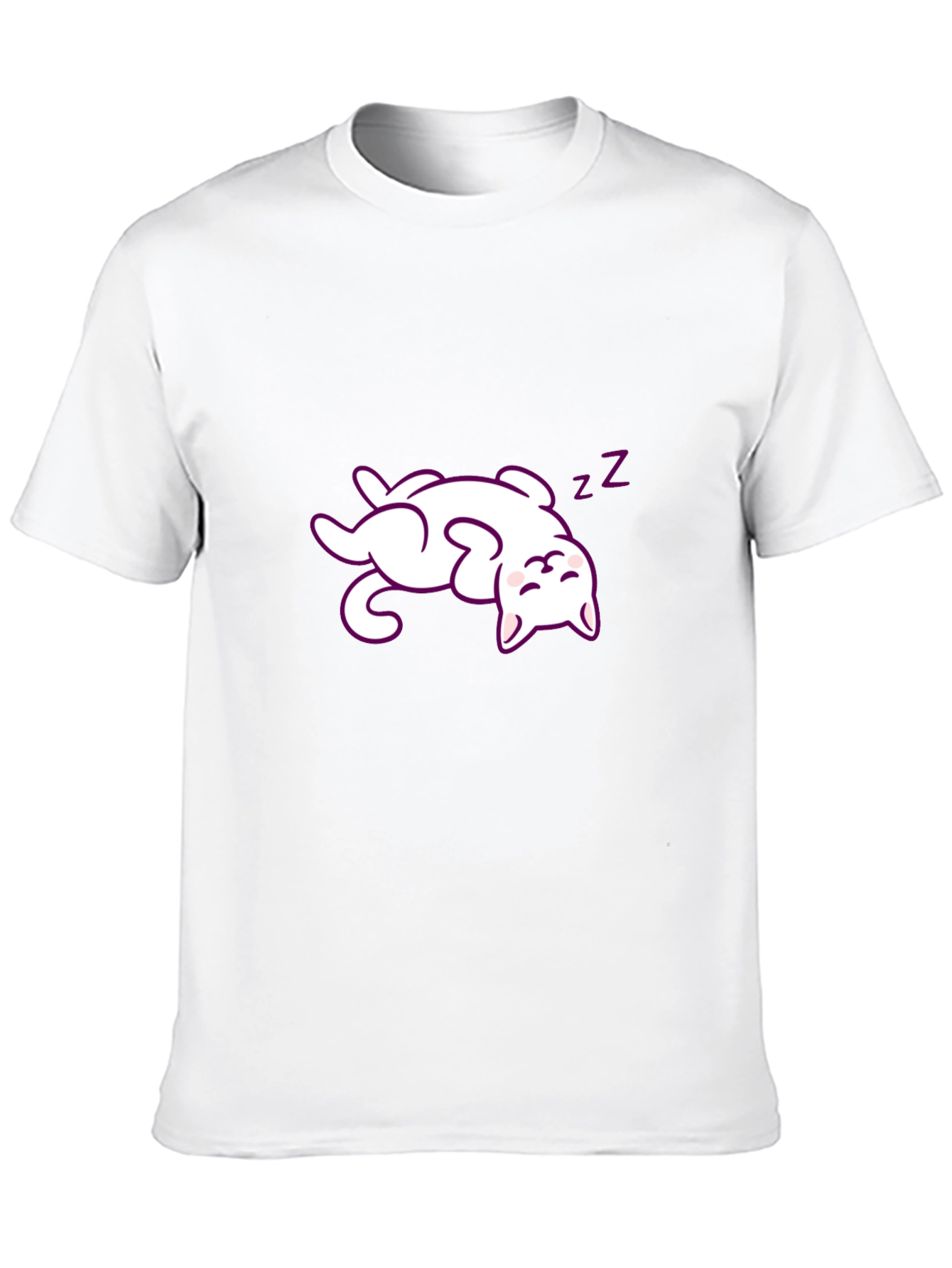 Cute Sleeping Cat Graphic Tee - Black