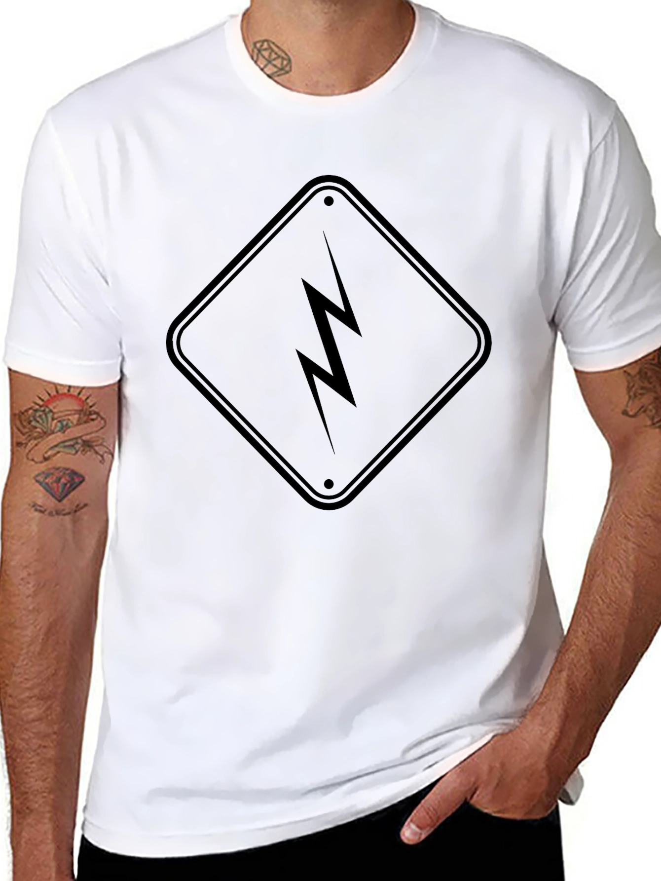 Black Lightning Bolt Graphic Tee - Modern Streetwear Style