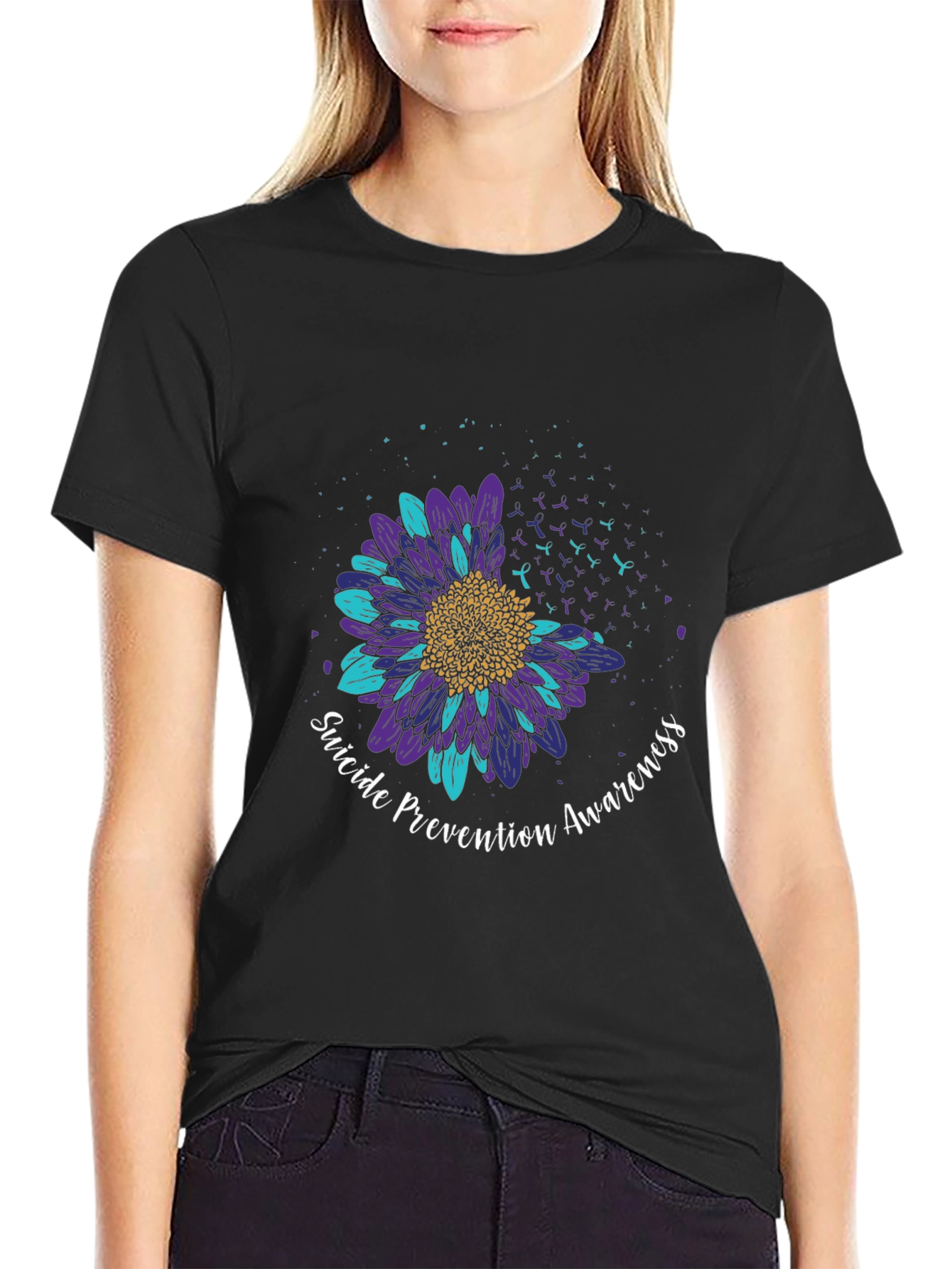 Suicide Prevention Awareness Floral T-Shirt