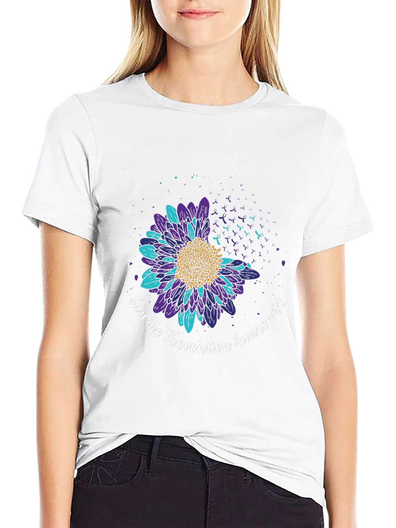 Suicide Prevention Awareness Floral T-Shirt