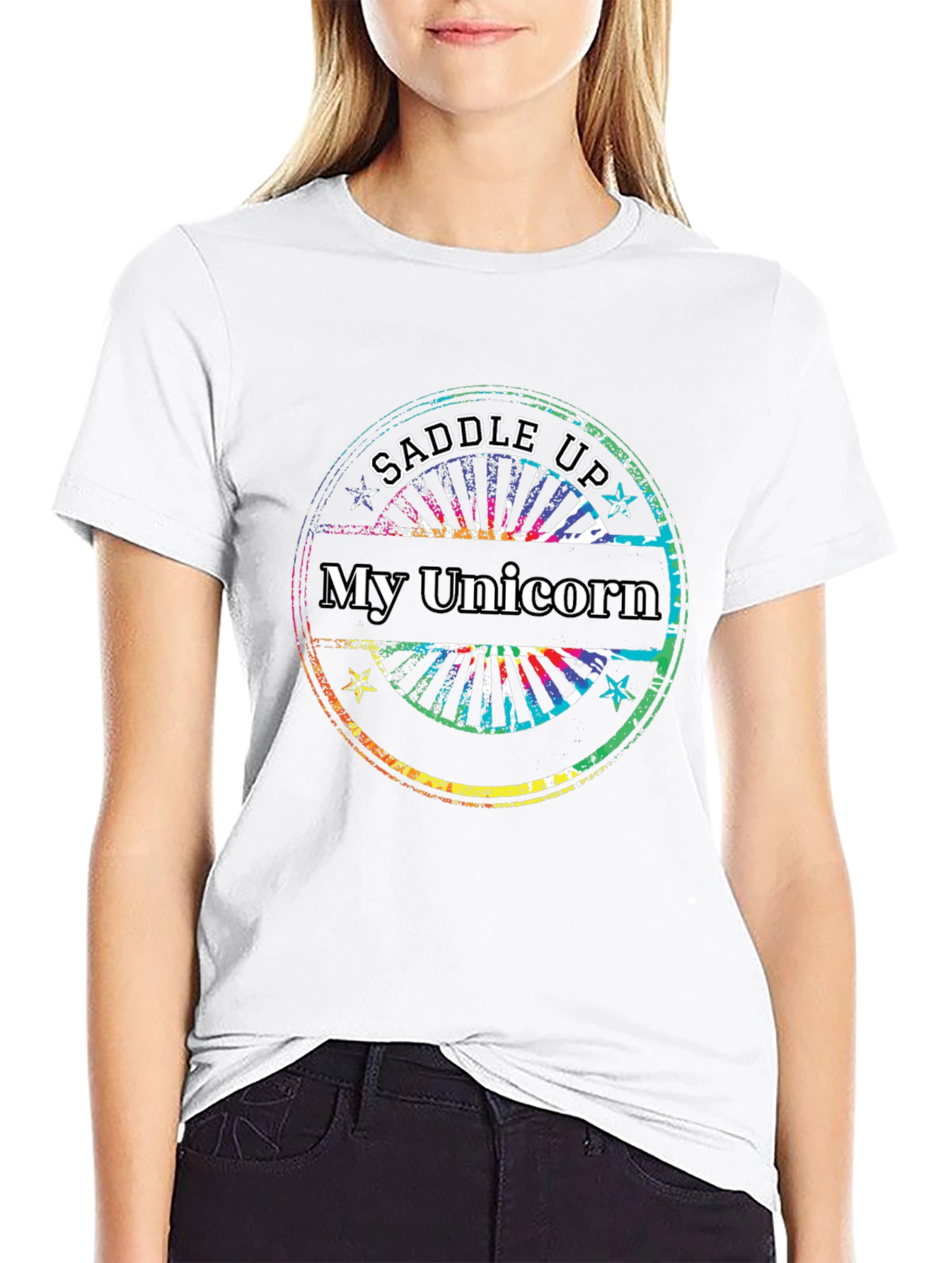 Saddle Up My Unicorn Black T-Shirt