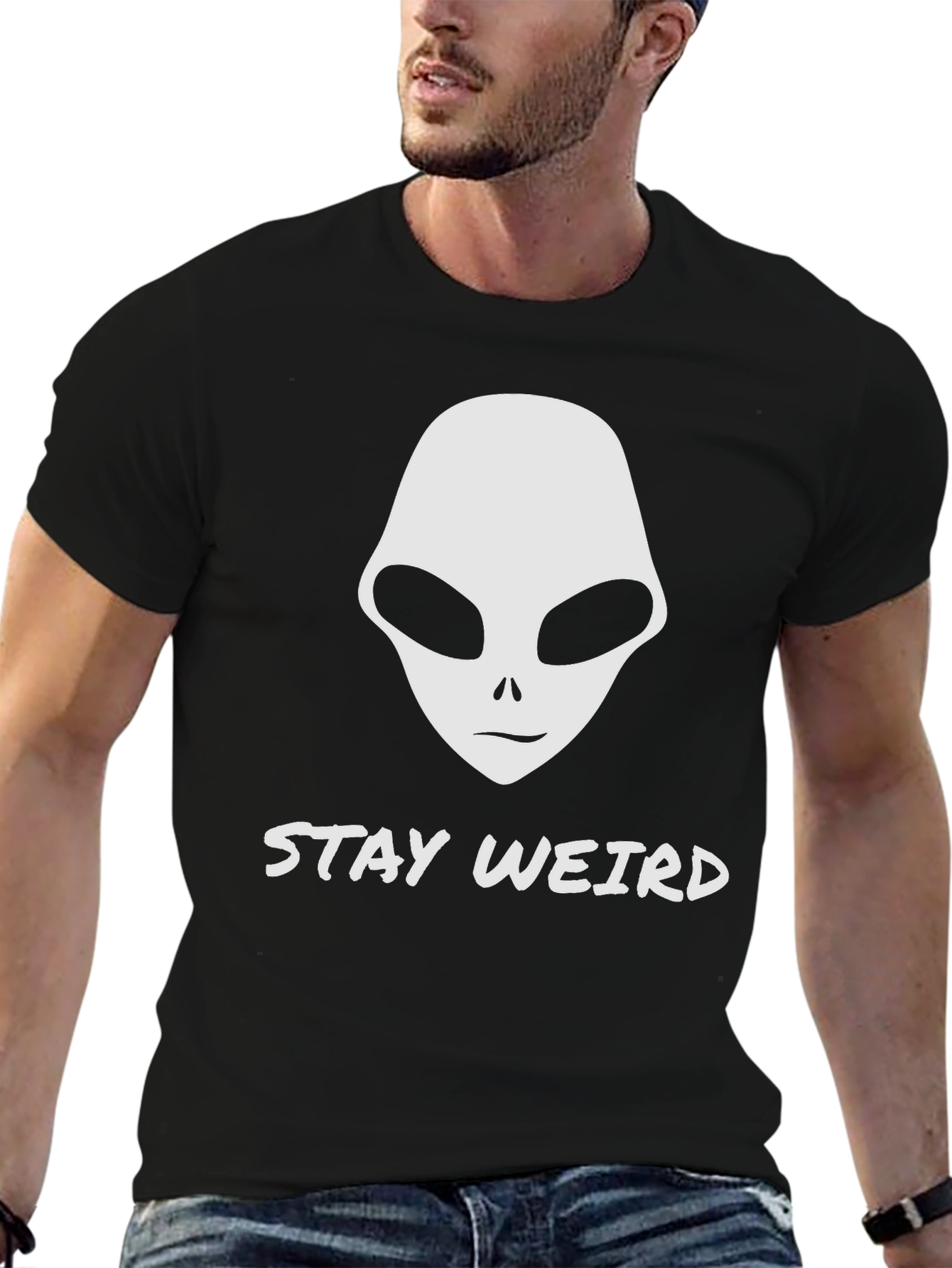 Stay Weird Alien Head Graphic T-Shirt