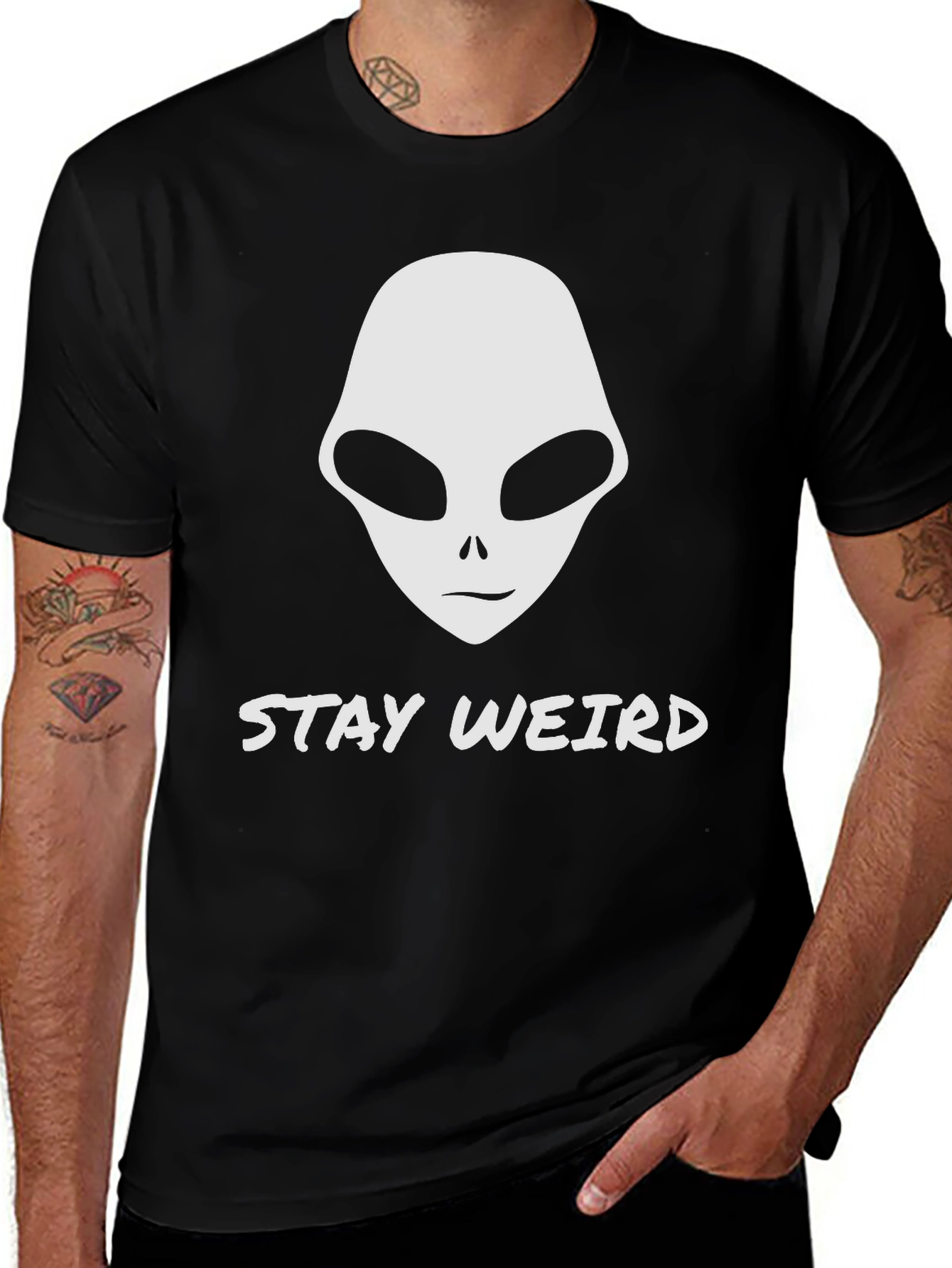 Stay Weird Alien Head Graphic T-Shirt