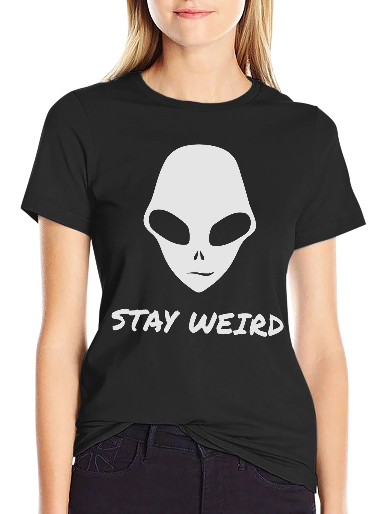 Stay Weird Alien Head Graphic T-Shirt