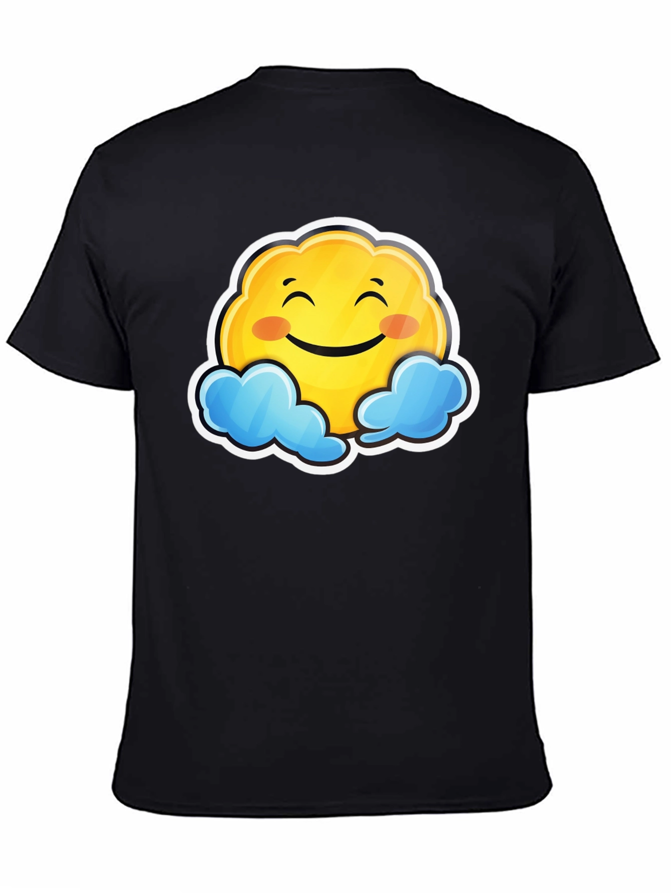Happy Cloud Graphic Black T-Shirt