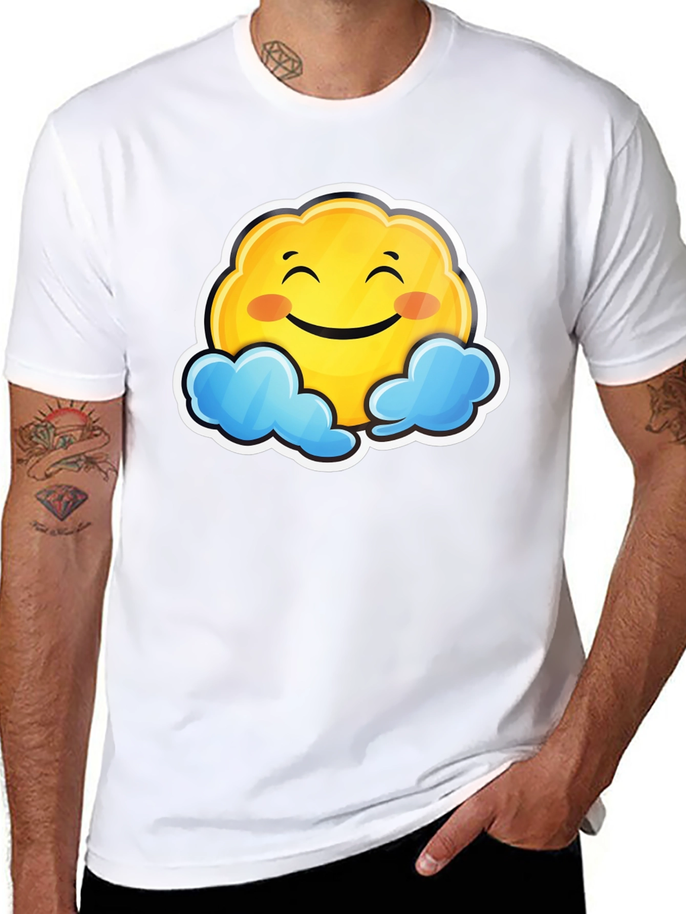 Happy Cloud Graphic Black T-Shirt