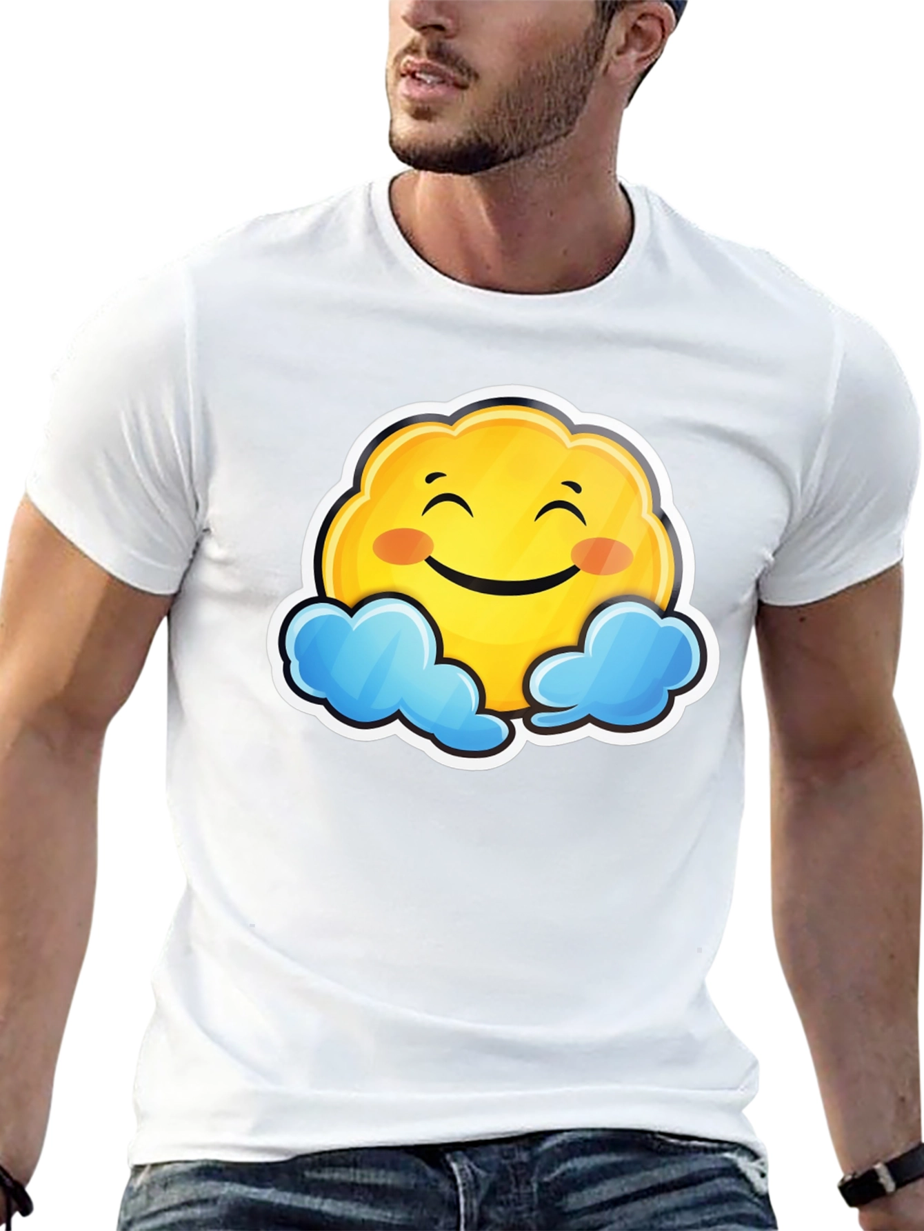 Happy Cloud Graphic Black T-Shirt