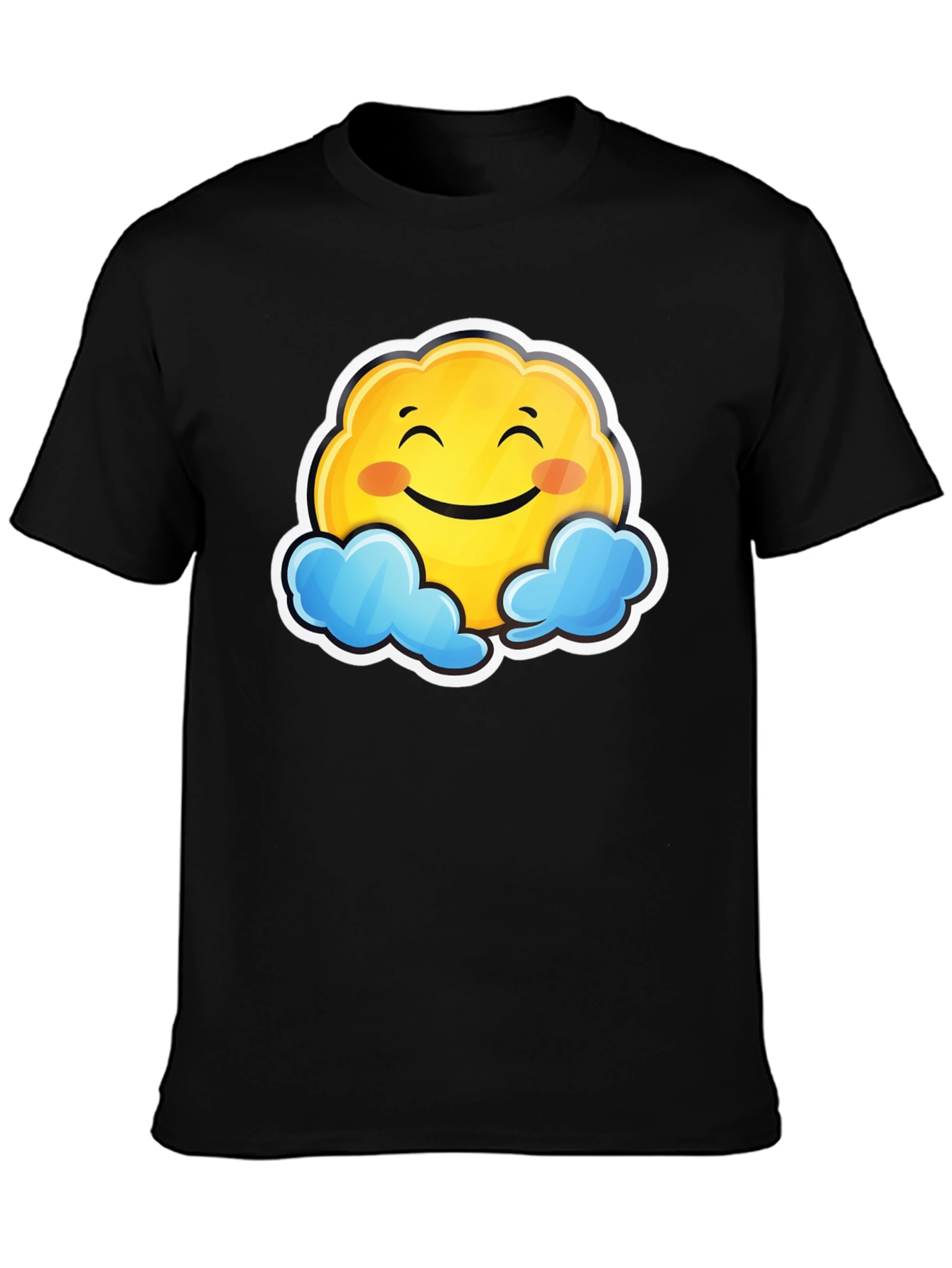 Happy Cloud Graphic Black T-Shirt