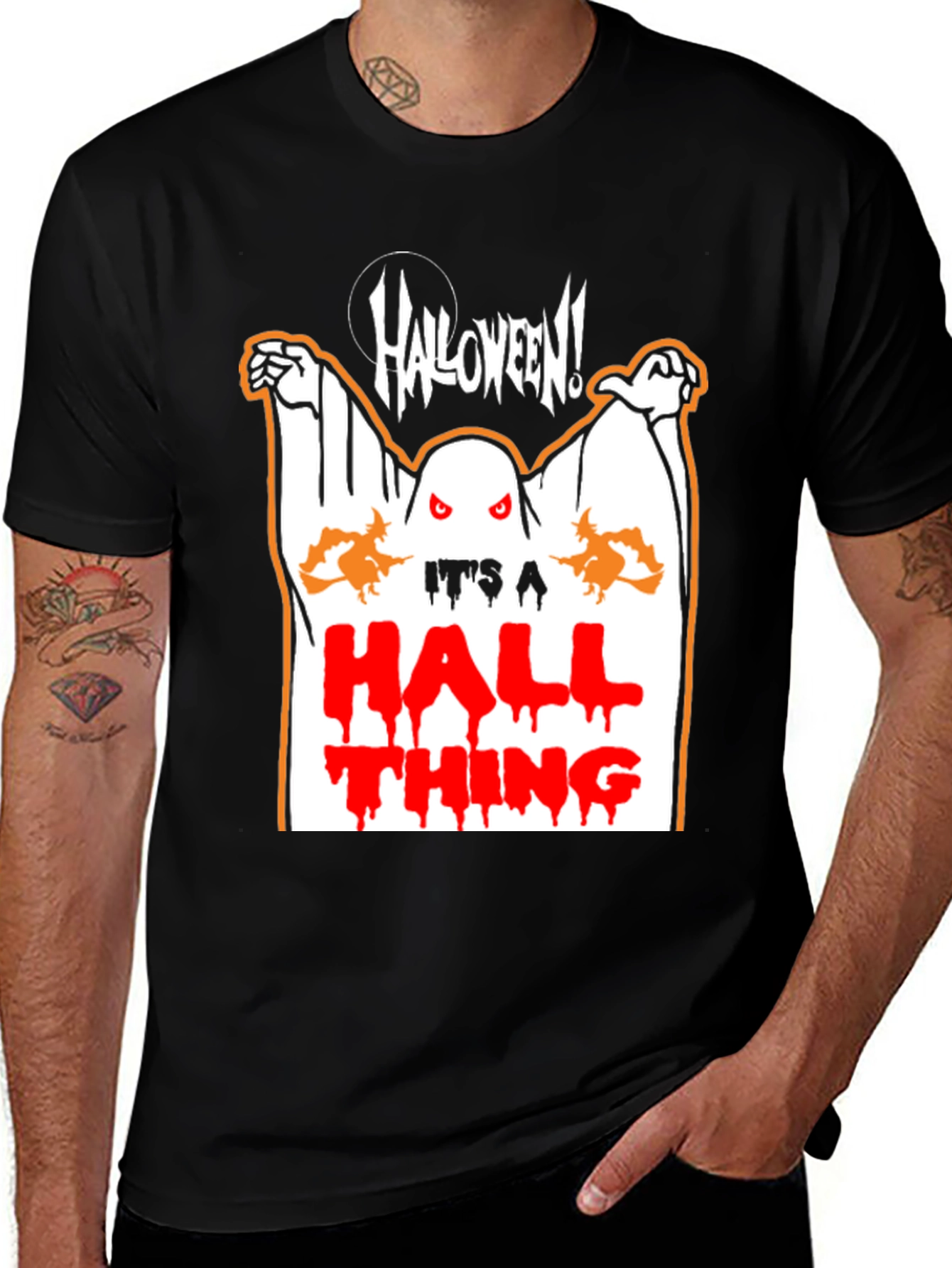 Halloween Ghost Graphic Black T-Shirt