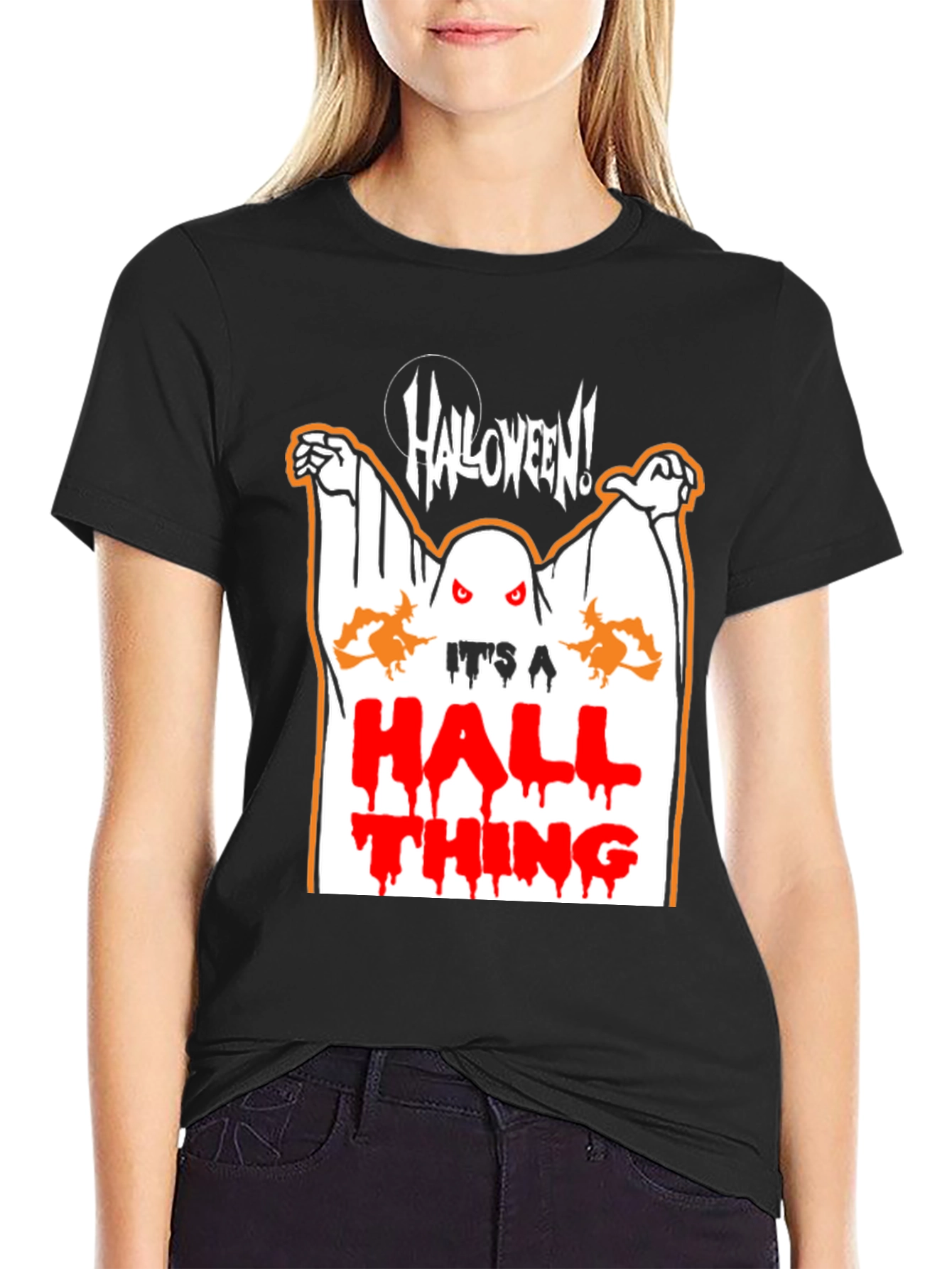 Halloween Ghost Graphic Black T-Shirt