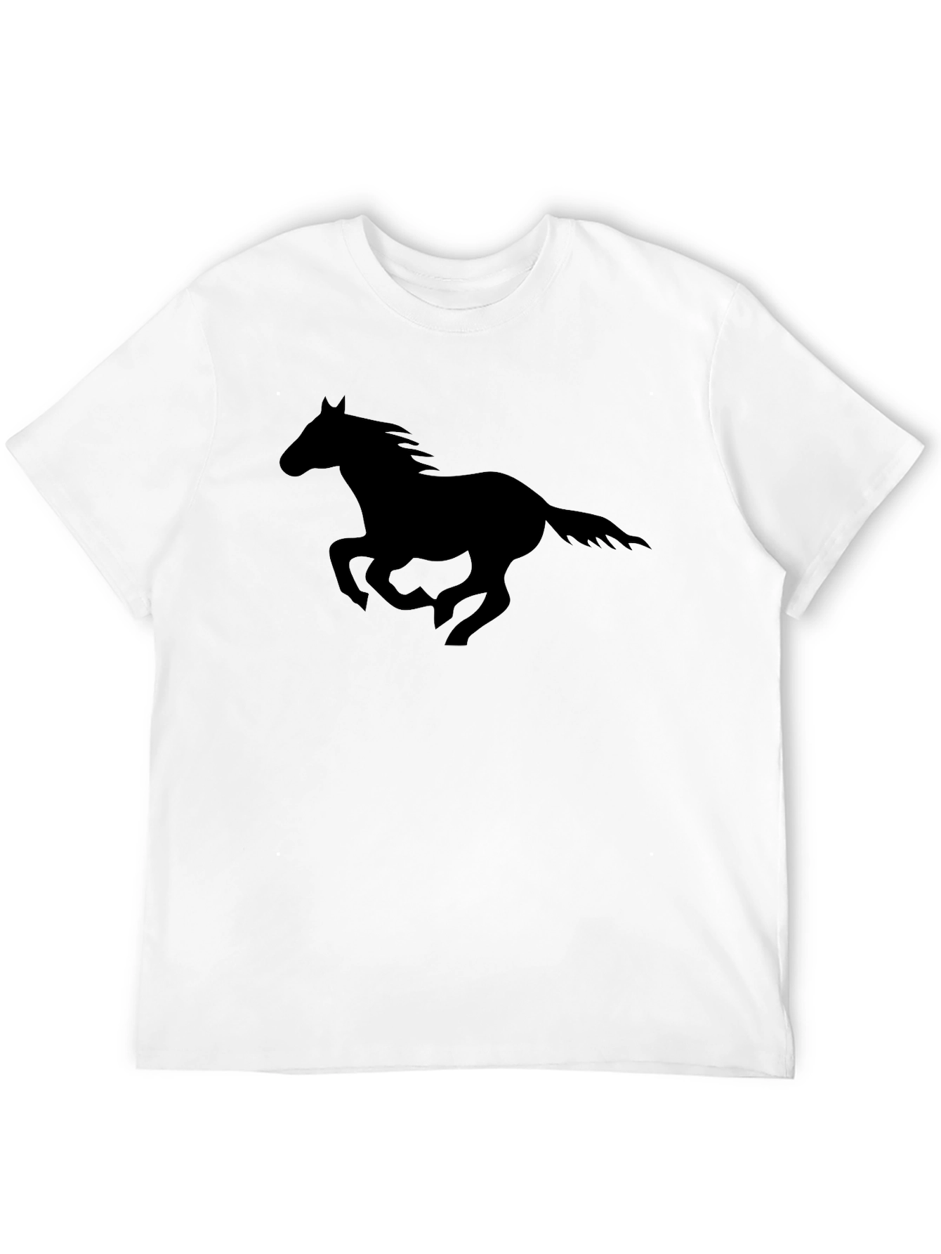 Horse Silhouette Graphic Tee - Black Cotton T-Shirt