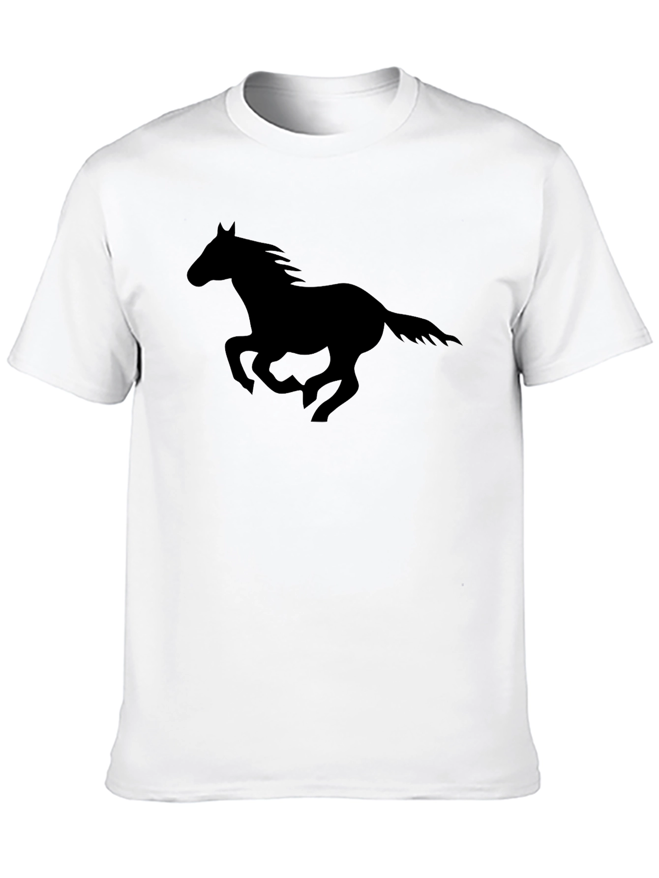 Horse Silhouette Graphic Tee - Black Cotton T-Shirt
