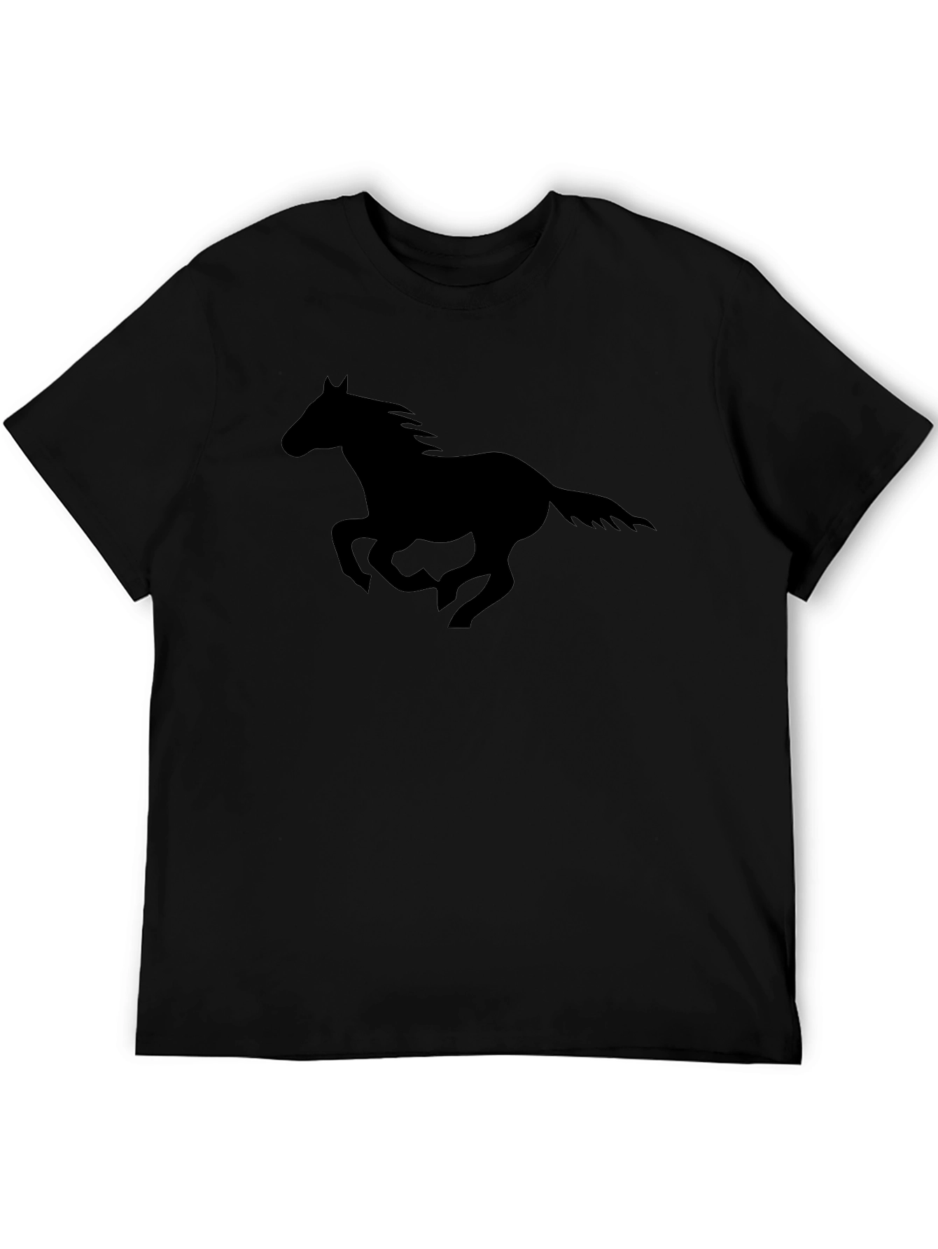 Horse Silhouette Graphic Tee - Black Cotton T-Shirt