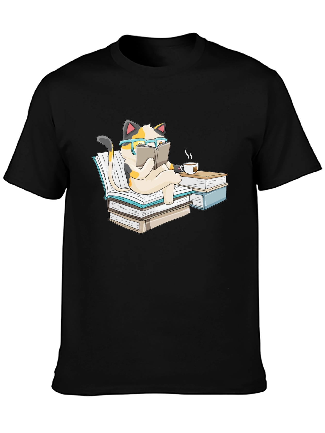 Bookish Cat T-Shirt: Reading Cat with Glasses Tee