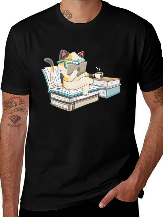 Bookish Cat T-Shirt: Reading Cat with Glasses Tee