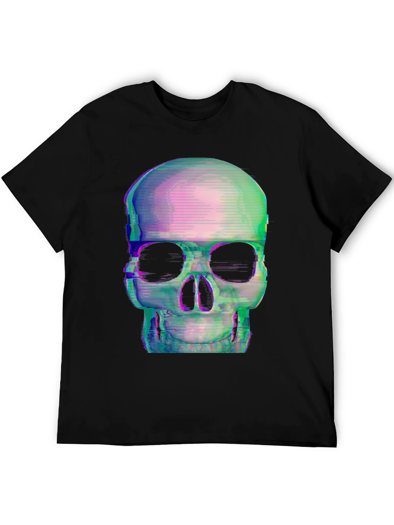Glitch Skull Black T-Shirt - Edgy Graphic Tee