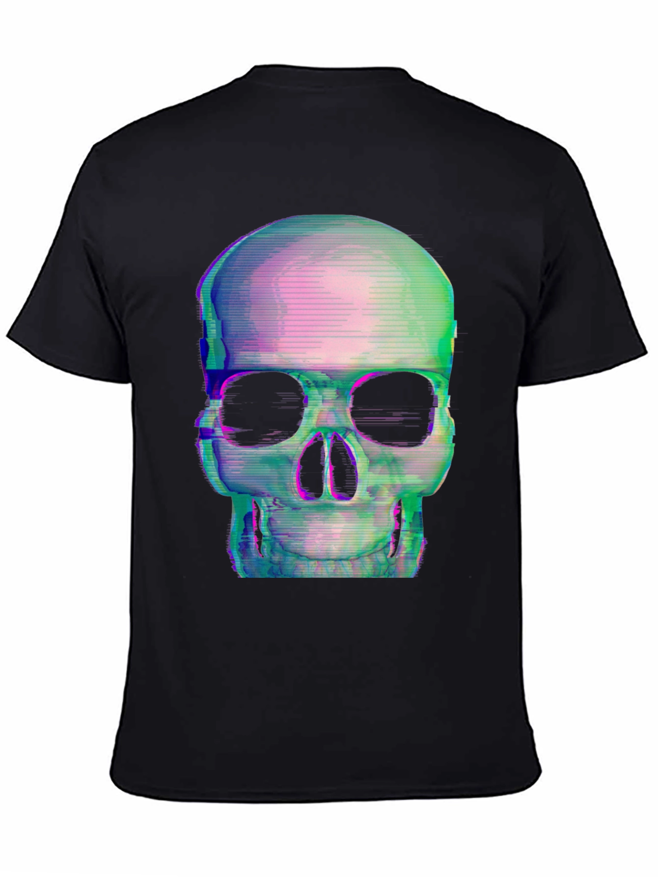 Glitch Skull Black T-Shirt - Edgy Graphic Tee
