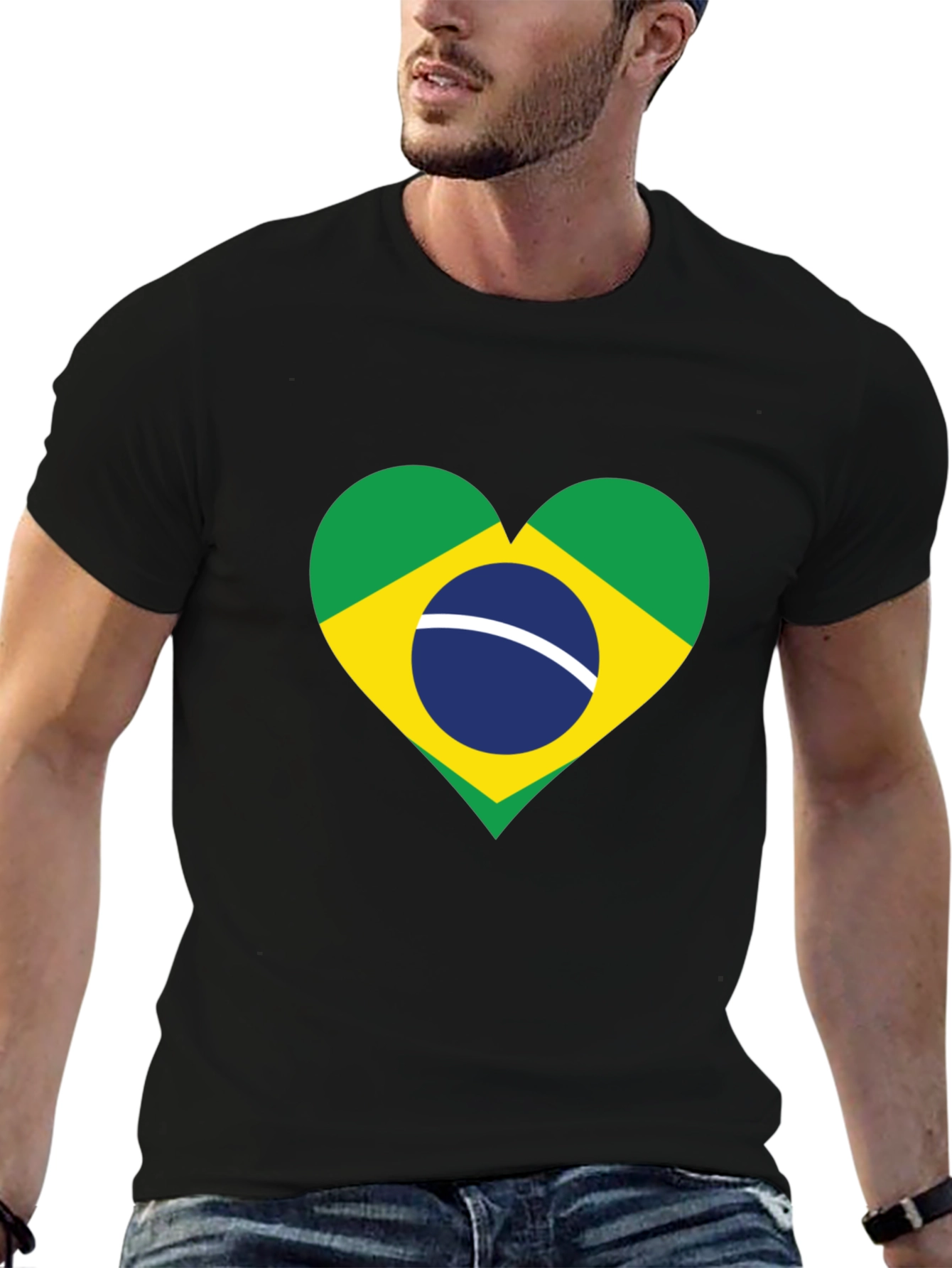 Brazil Flag Heart Graphic T-Shirt