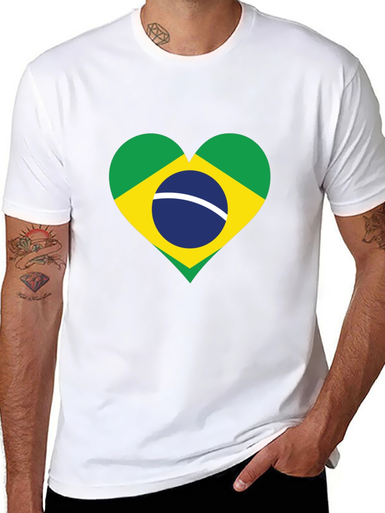 Brazil Flag Heart Graphic T-Shirt