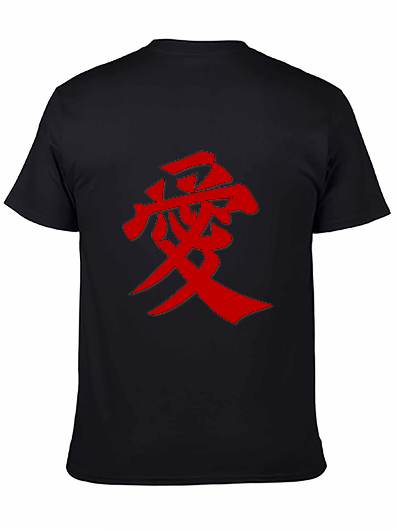 Mens Black T-Shirt with Red Kanji Graphic