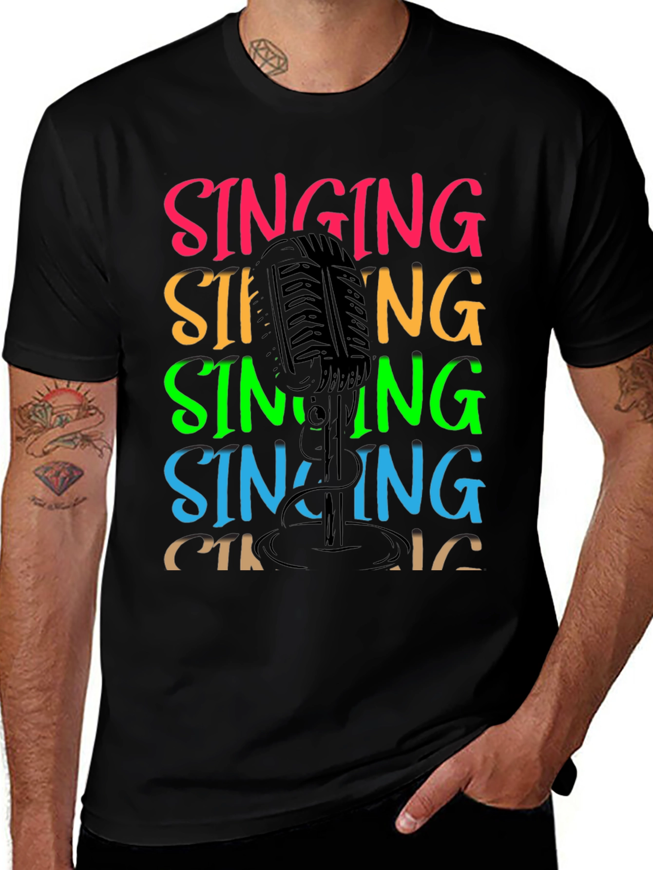 Singing Microphone Graphic T-Shirt