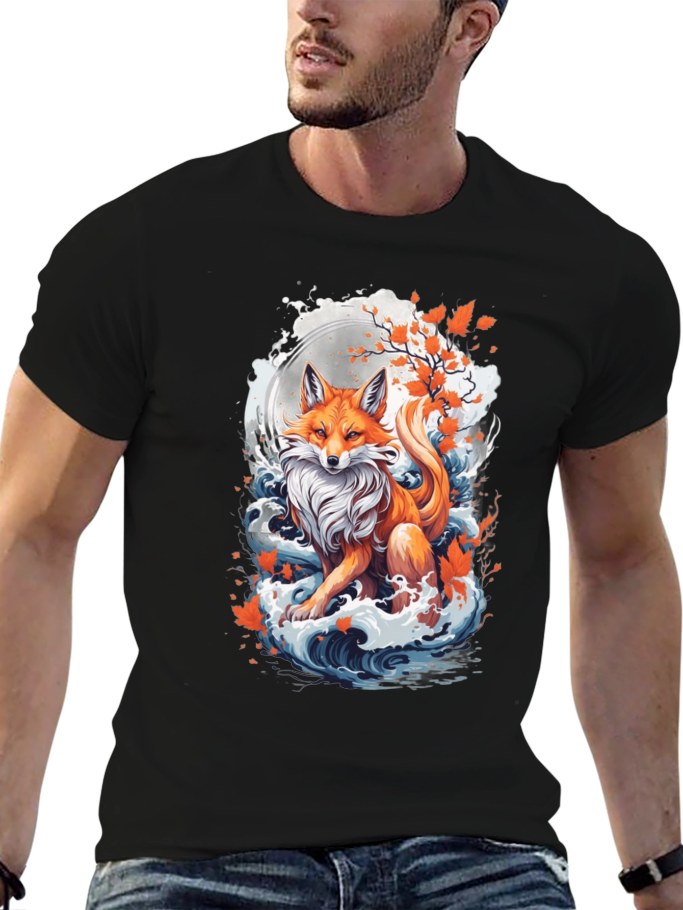 Fox Moon Wave Graphic Tee