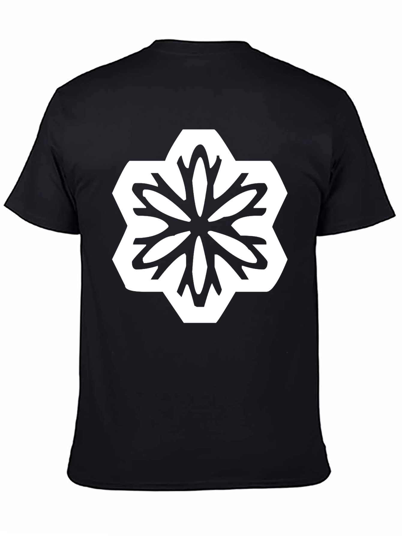 Geometric Floral Graphic T-Shirt - Black