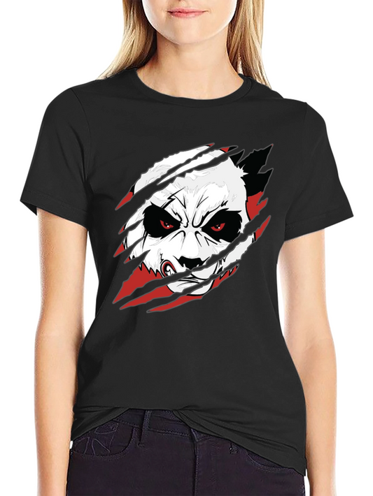 Angry Panda Graphic Tee - Black Cotton T-Shirt