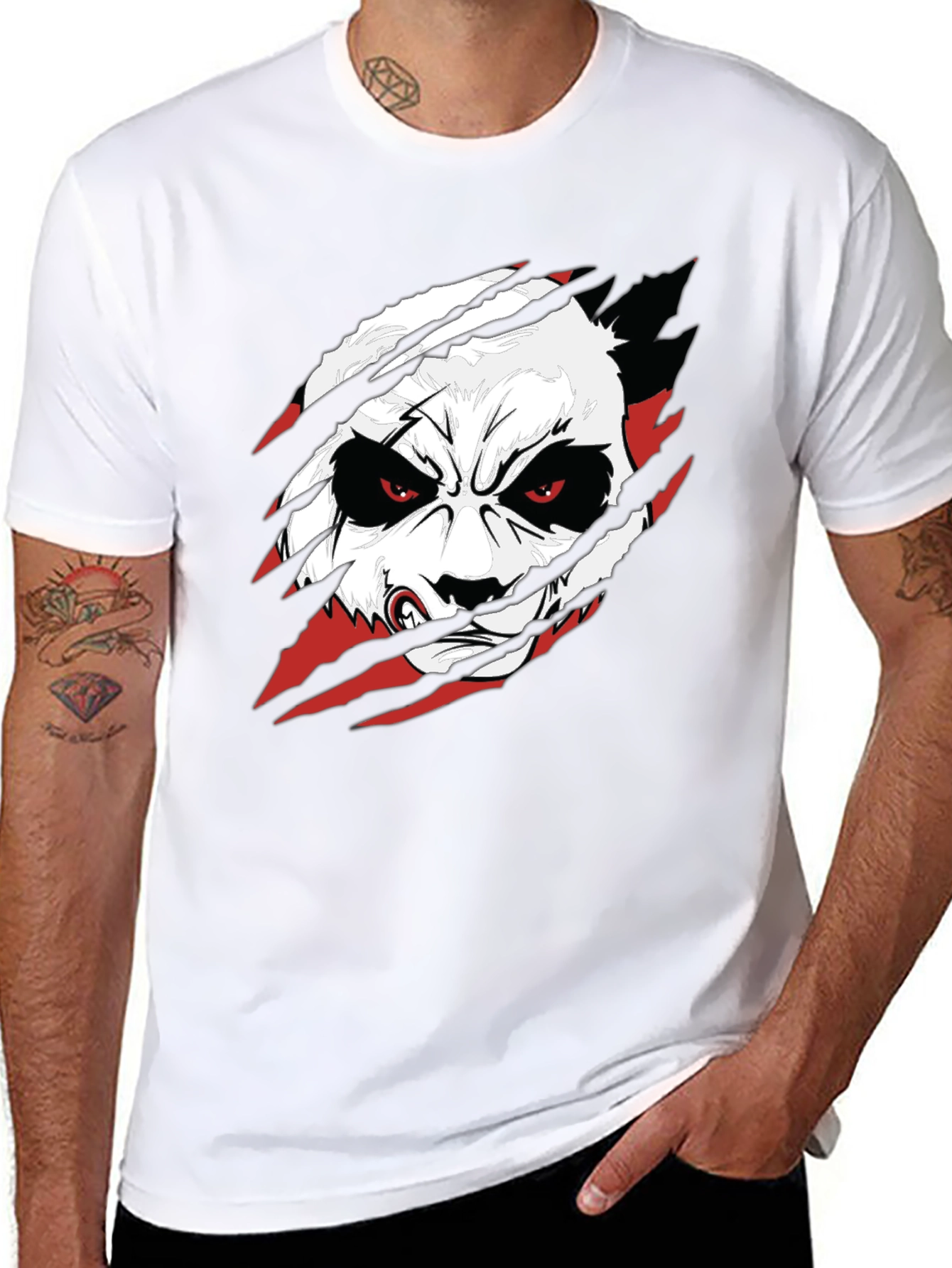 Angry Panda Graphic Tee - Black Cotton T-Shirt