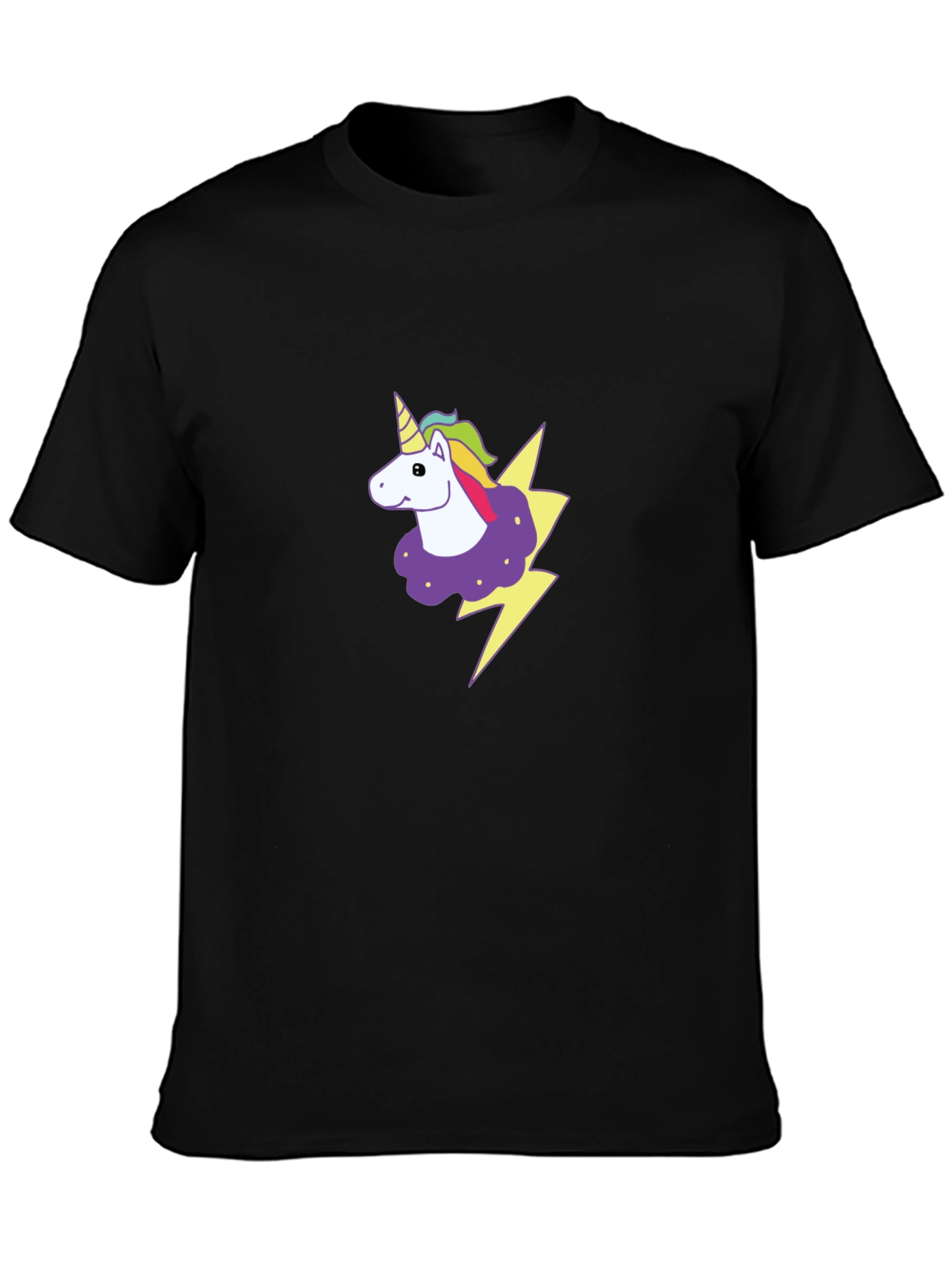 Unicorn Lightning Bolt Graphic Black T-Shirt