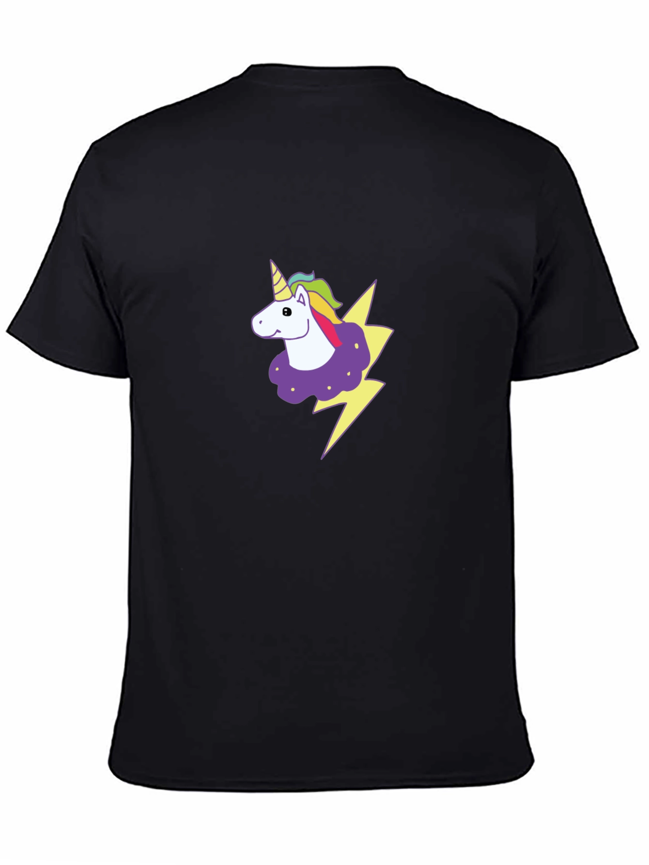 Unicorn Lightning Bolt Graphic Black T-Shirt