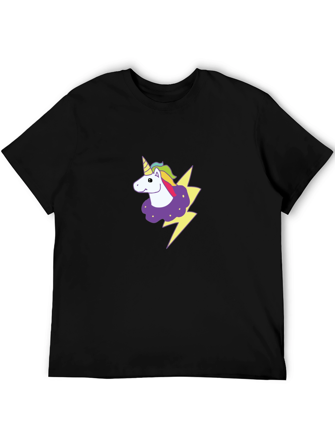 Unicorn Lightning Bolt Graphic Black T-Shirt