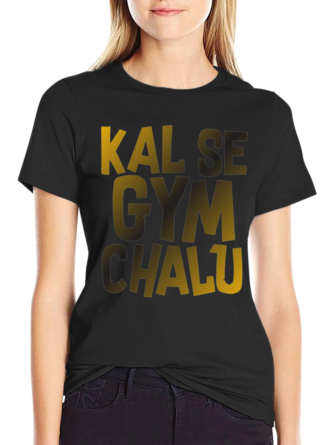 Kal Se Gym Chalu Mens Black T-Shirt
