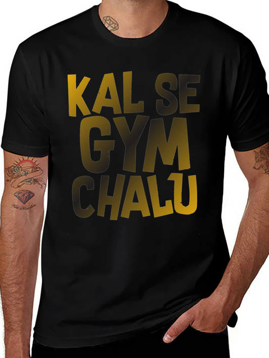 Kal Se Gym Chalu Mens Black T-Shirt