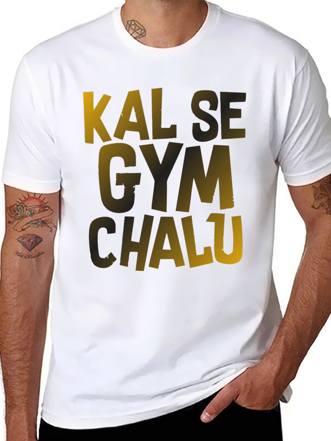 Kal Se Gym Chalu Mens Black T-Shirt