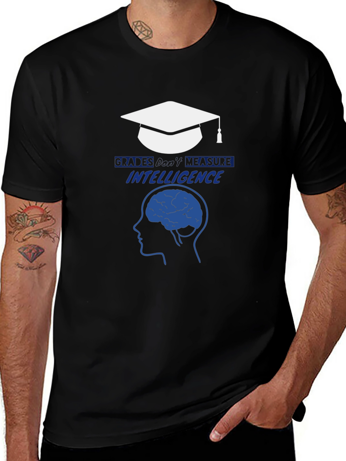 Intelligence T-Shirt - Graduation Cap & Brain Design
