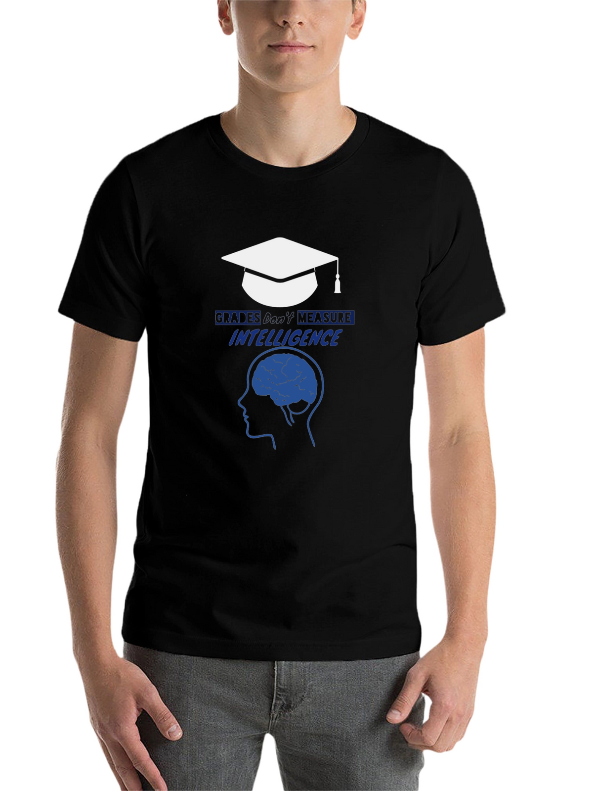 Intelligence T-Shirt - Graduation Cap & Brain Design
